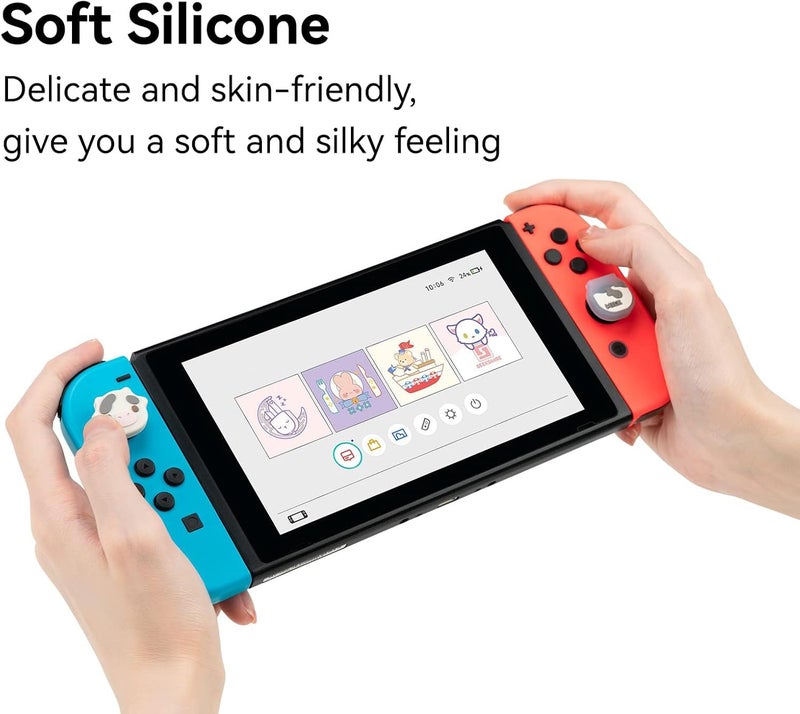 GEEKSHARE Cute Silicone Joy Con Thumb Grip Caps, Joystick Cover Compatible with Switch/OLED/Switch Lite,4PCS - Dairy Cow - Image 4